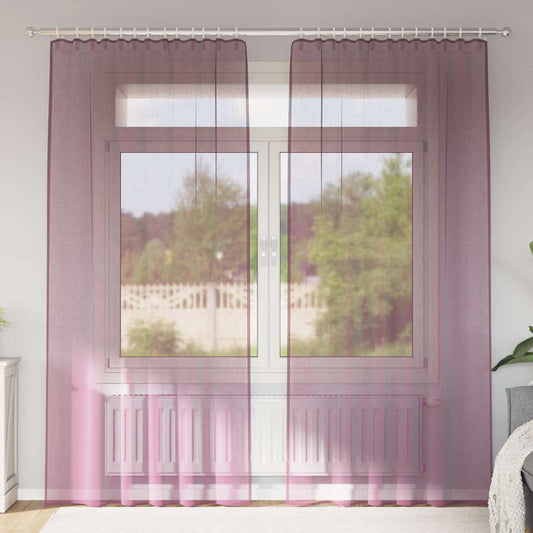 vidaXL Voile Curtains with Rod Pockets 2 pcs Purple