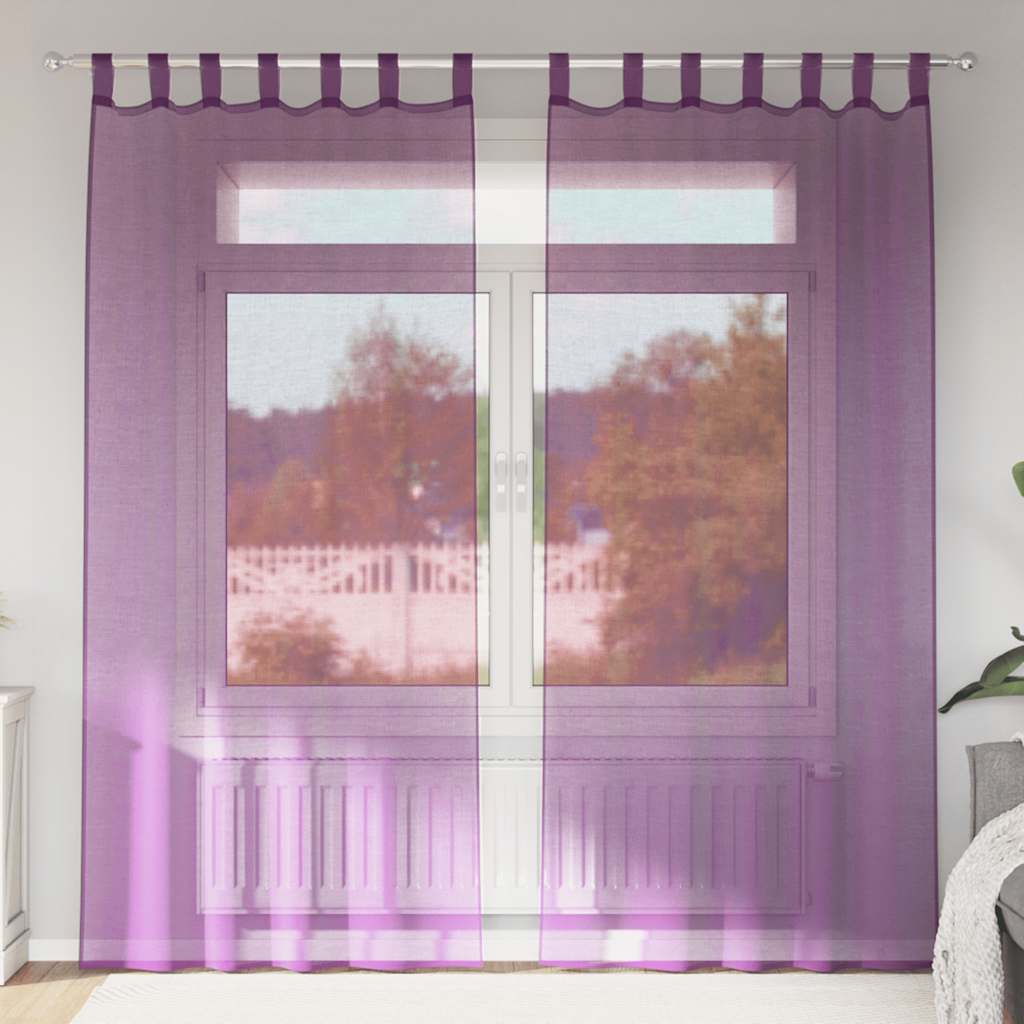 vidaXL Voile Curtains with Rod Pockets 2 pcs Purple