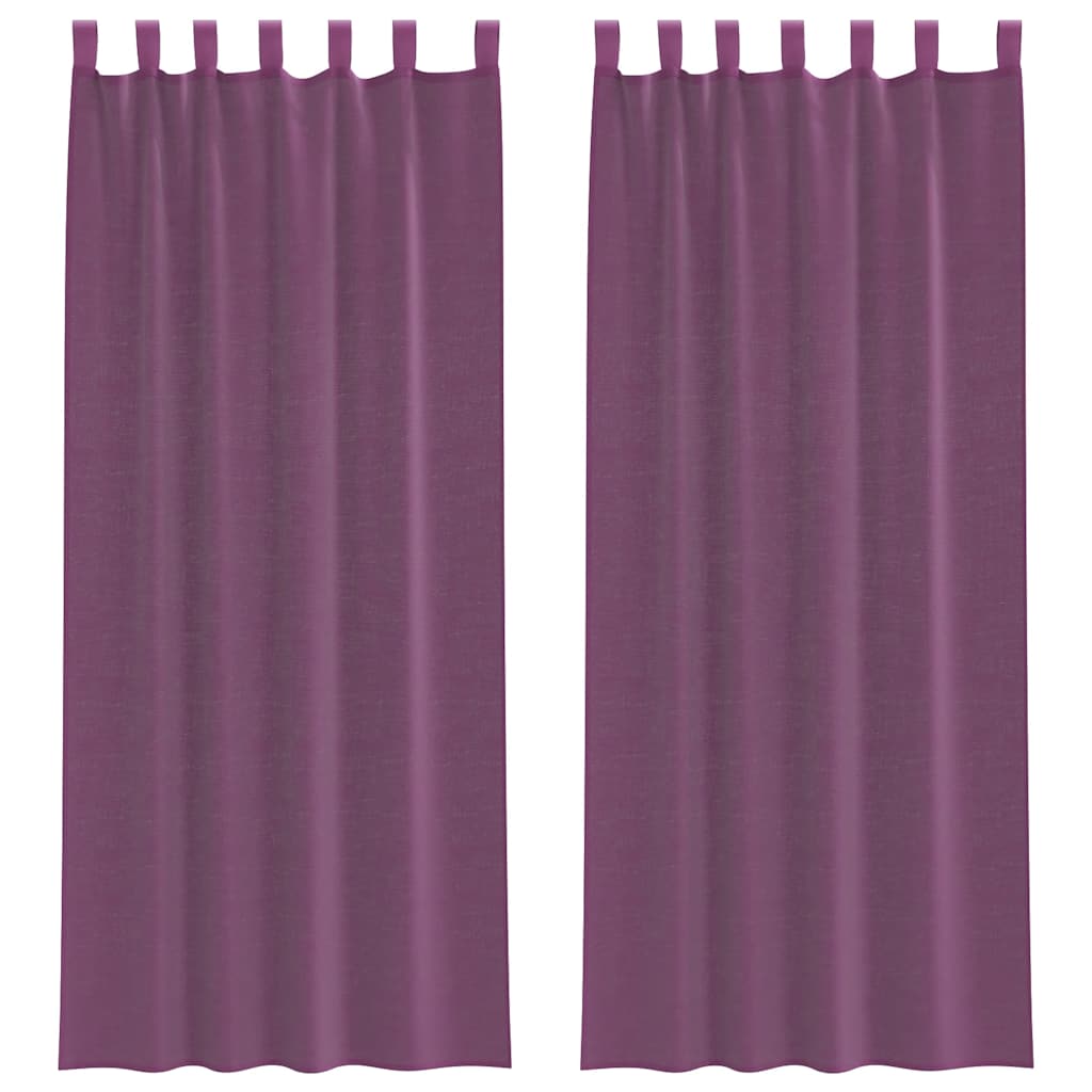 vidaXL Voile Curtains with Rod Pockets 2 pcs Purple