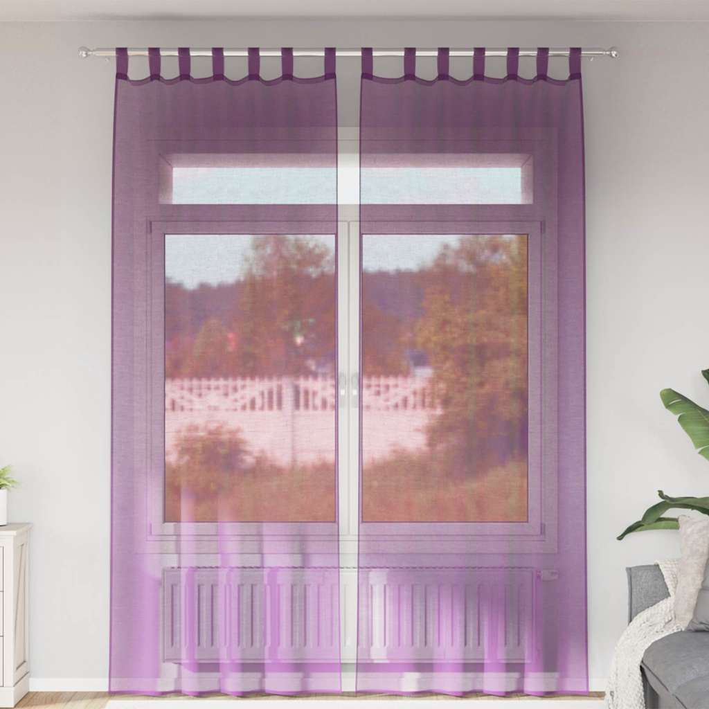 vidaXL Voile Curtains with Rod Pockets 2 pcs Purple