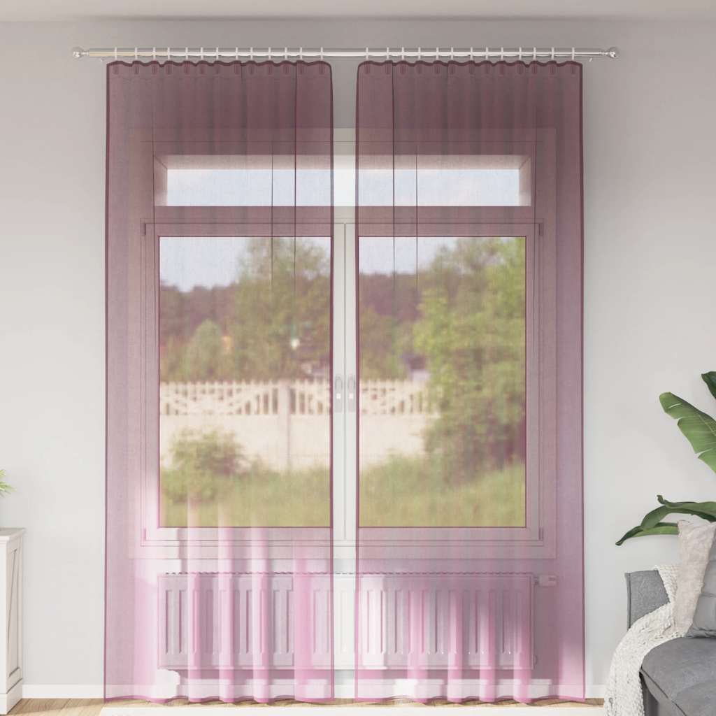 vidaXL Voile Curtains with Rod Pockets 2 pcs Purple