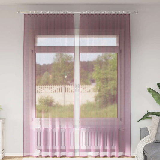 vidaXL Voile Curtains with Rod Pockets 2 pcs Purple