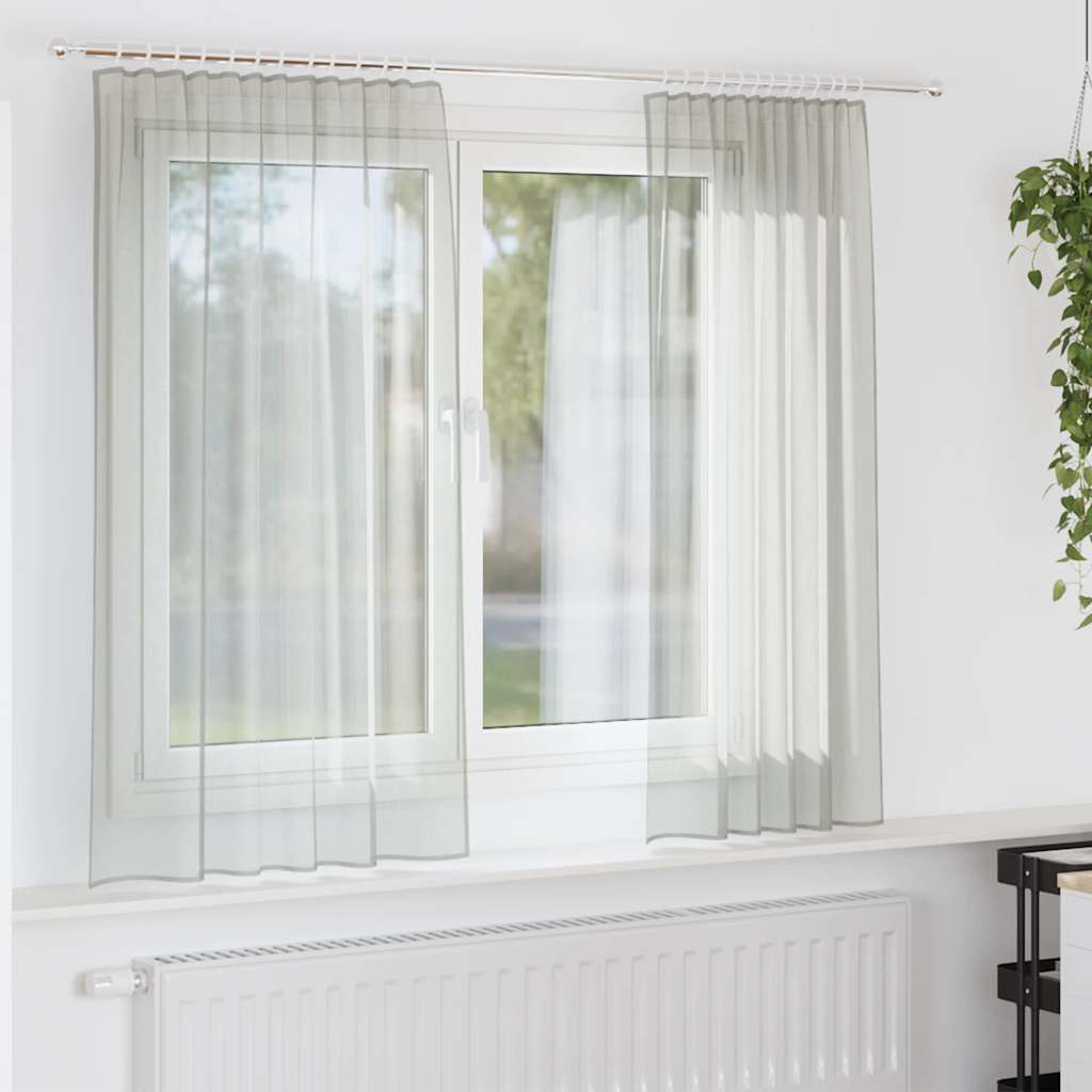 vidaXL Voile Curtains with Rod Pockets 2 pcs Light Grey