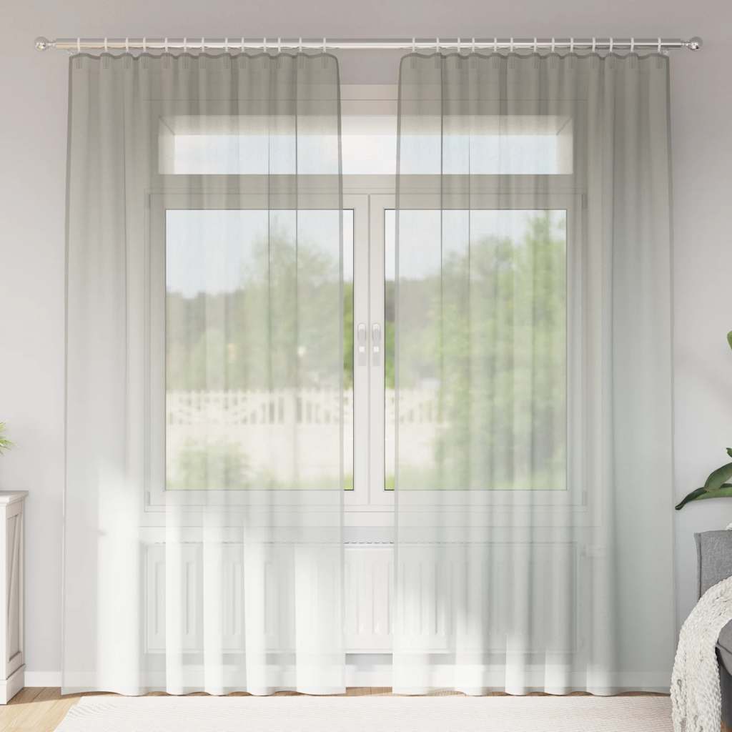 vidaXL Voile Curtains with Rod Pockets 2 pcs Light Grey