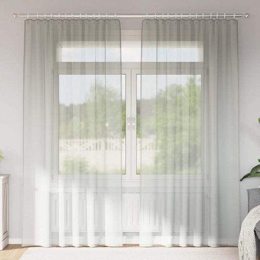 vidaXL Voile Curtains with Rod Pockets 2 pcs Light Grey