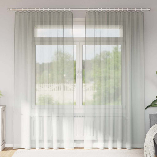 vidaXL Voile Curtains with Rod Pockets 2 pcs Light Grey