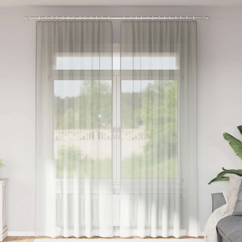vidaXL Voile Curtains with Rod Pockets 2 pcs Light Grey