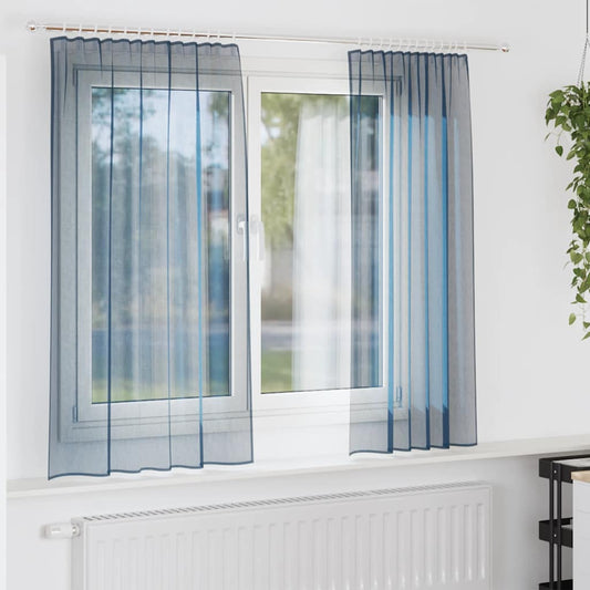 vidaXL Voile Curtains with Rod Pockets 2 pcs Royal Blue