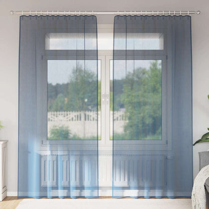 vidaXL Voile Curtains with Rod Pockets 2 pcs Royal Blue
