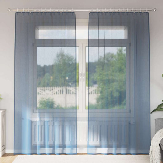 vidaXL Voile Curtains with Rod Pockets 2 pcs Royal Blue