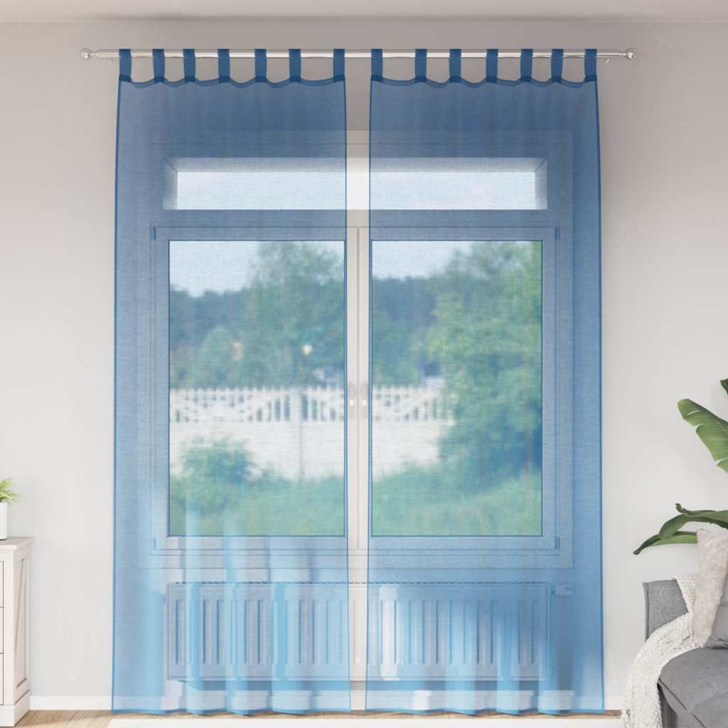 vidaXL Voile Curtains with Rod Pockets 2 pcs Royal Blue