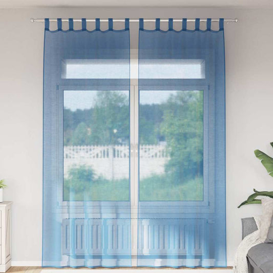vidaXL Voile Curtains with Rod Pockets 2 pcs Royal Blue
