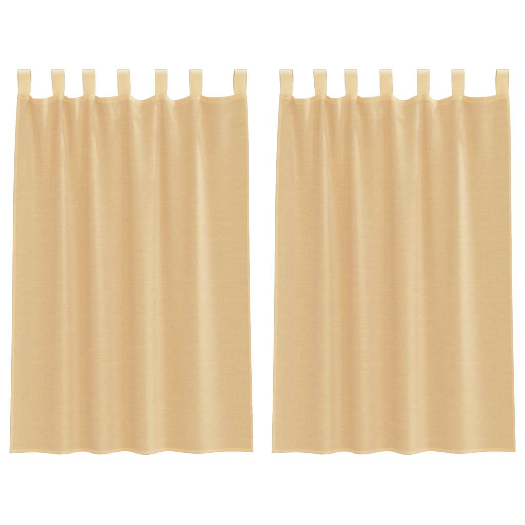 vidaXL Voile Curtains with Rod Pockets 2 pcs Sand