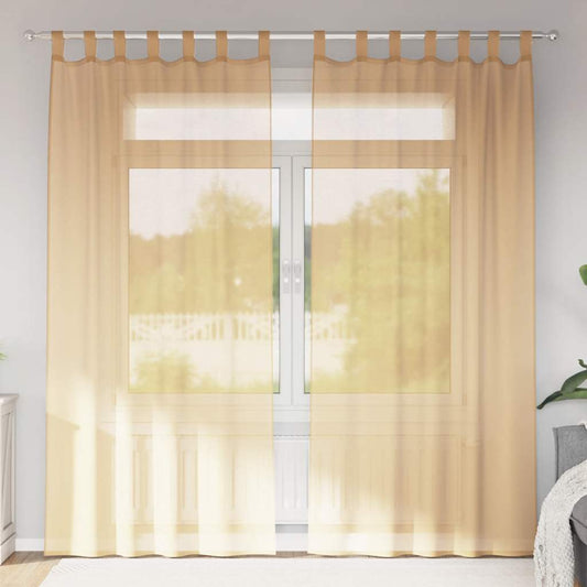 vidaXL Voile Curtains with Rod Pockets 2 pcs Sand