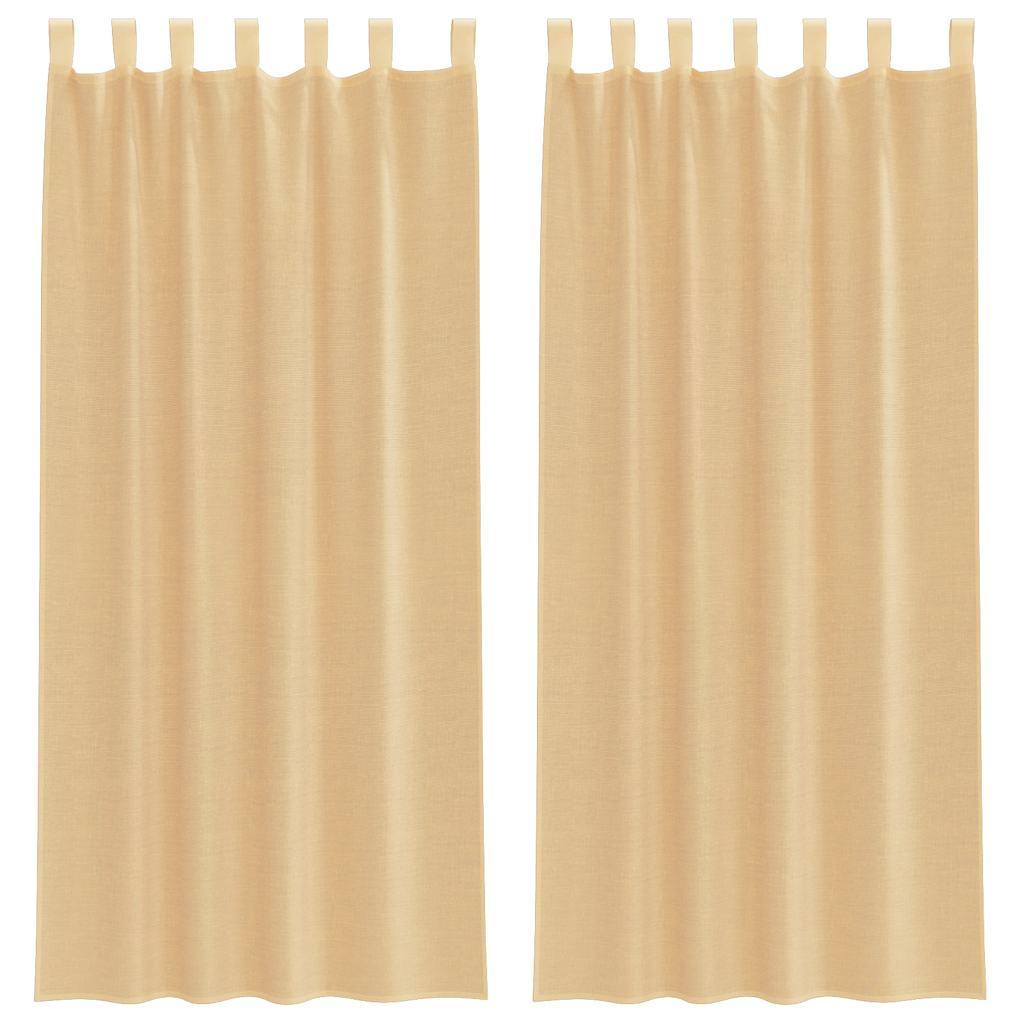 vidaXL Voile Curtains with Rod Pockets 2 pcs Sand
