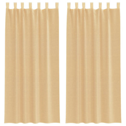 vidaXL Voile Curtains with Rod Pockets 2 pcs Sand