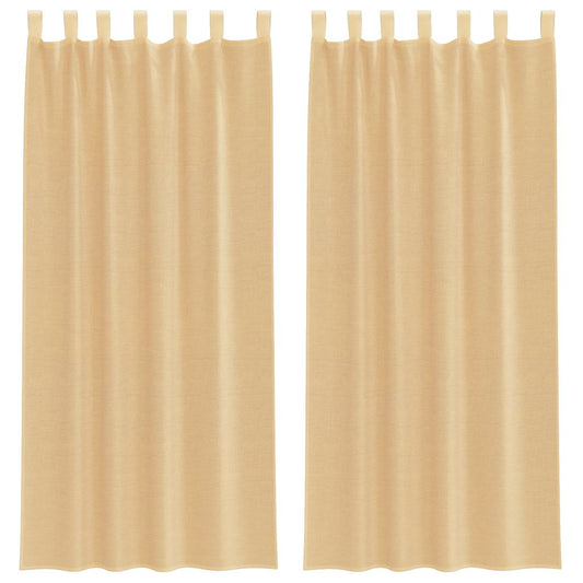 vidaXL Voile Curtains with Rod Pockets 2 pcs Sand
