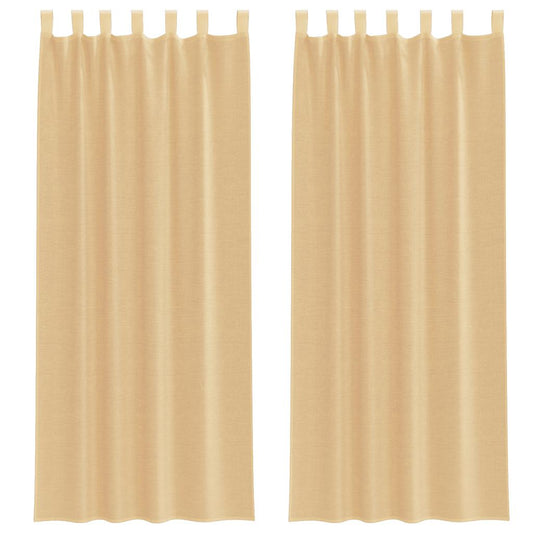 vidaXL Voile Curtains with Rod Pockets 2 pcs Sand