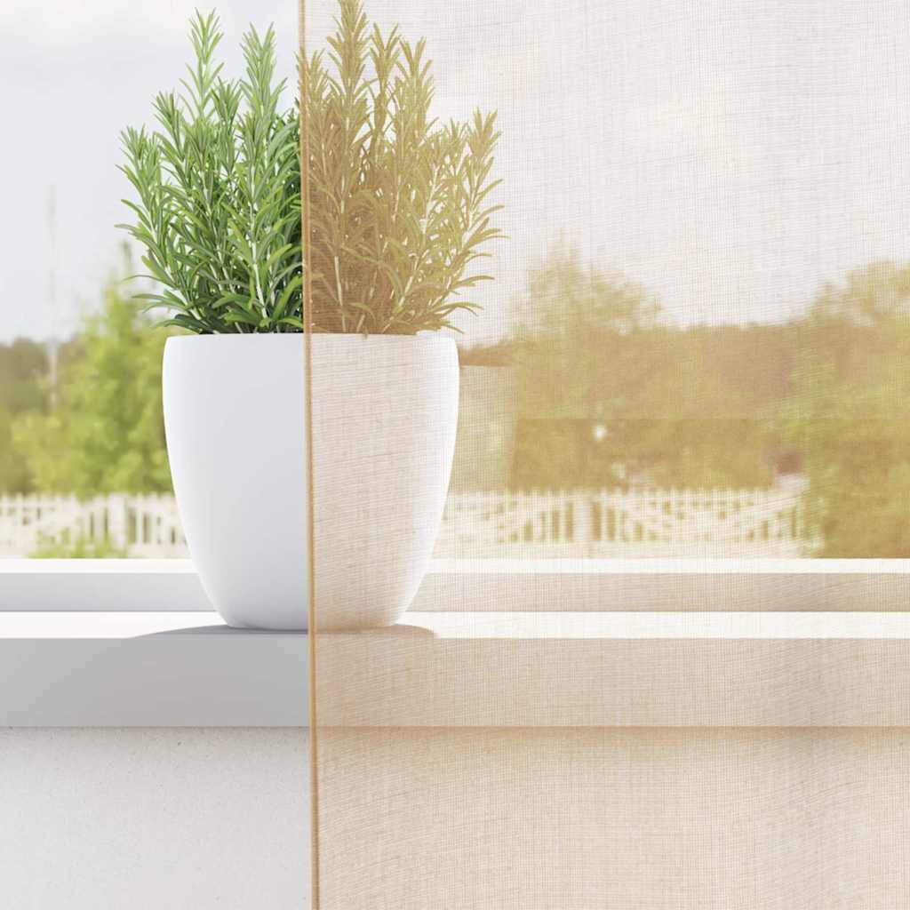vidaXL Voile Curtains with Rod Pockets 2 pcs Sand