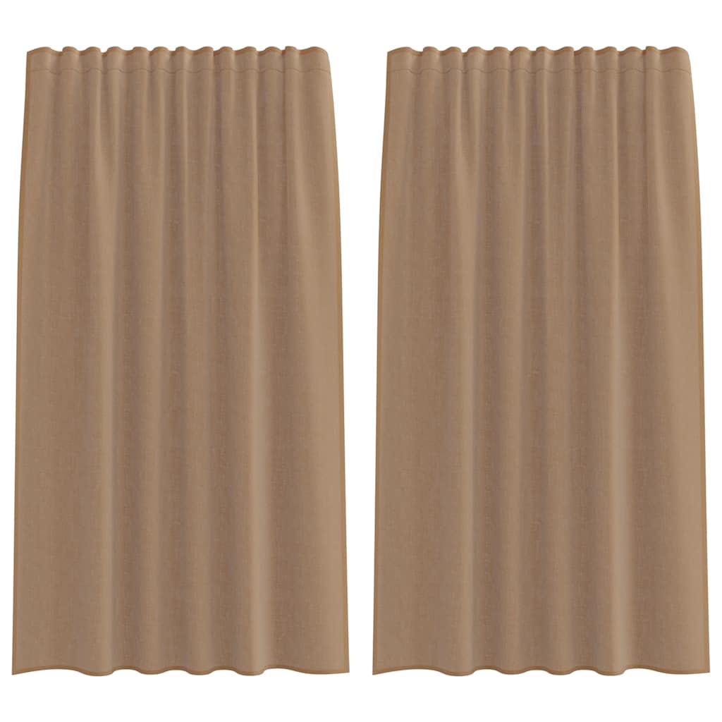vidaXL Voile Curtains with Rod Pockets 2 pcs Light Brown