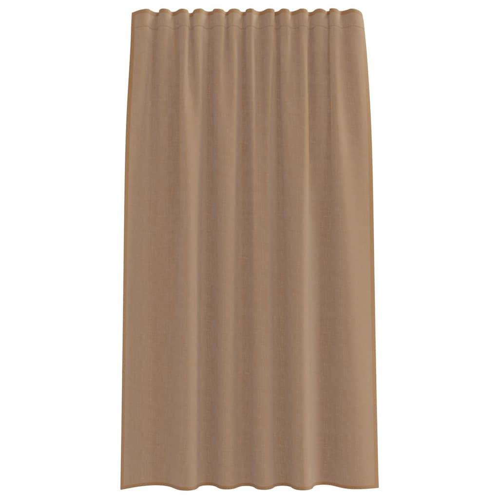 vidaXL Voile Curtains with Rod Pockets 2 pcs Light Brown
