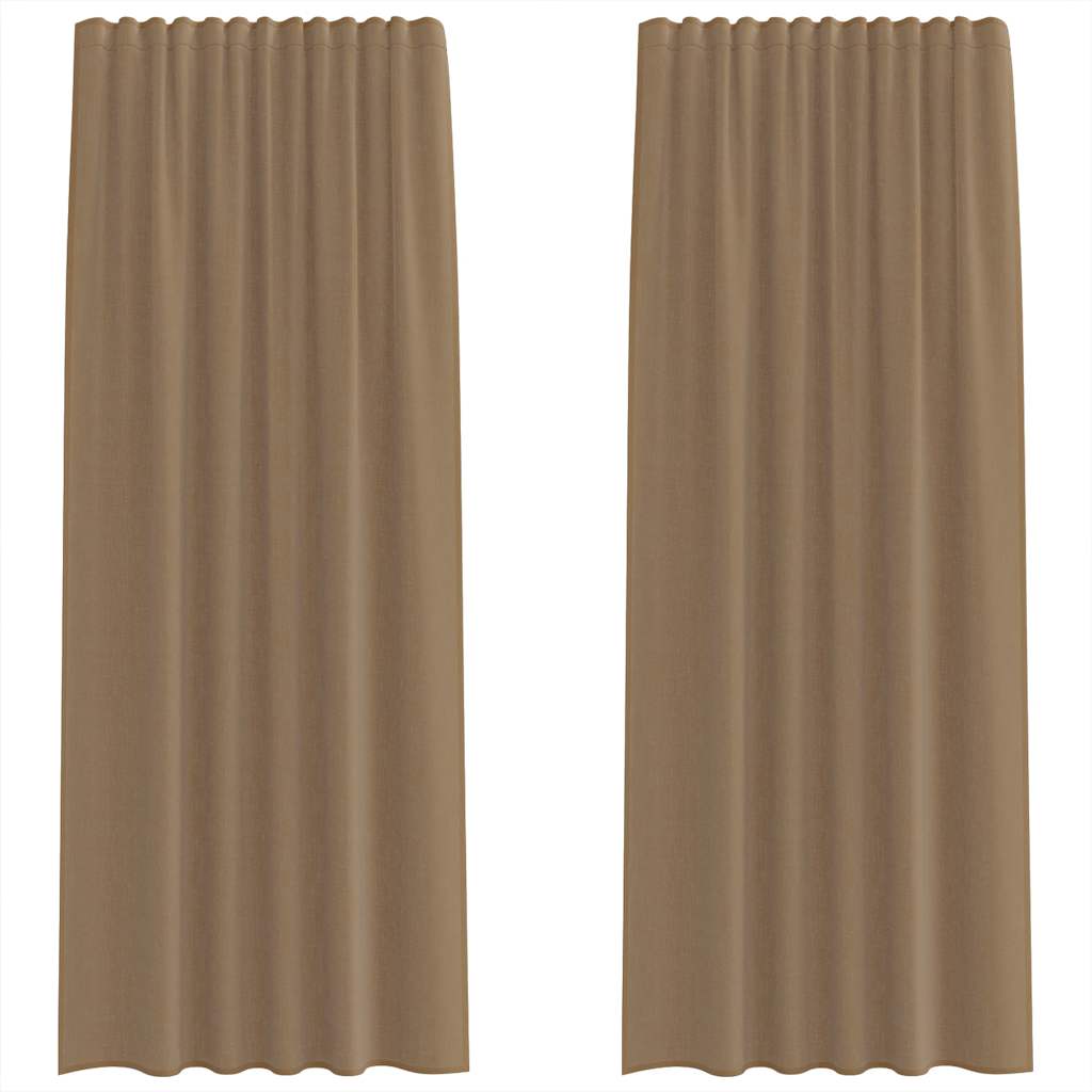 vidaXL Voile Curtains with Rod Pockets 2 pcs Light Brown