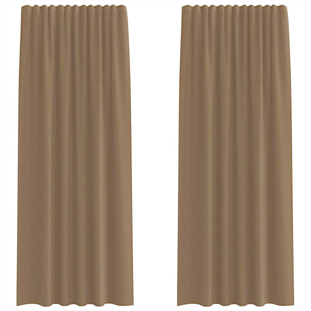 vidaXL Voile Curtains with Rod Pockets 2 pcs Light Brown