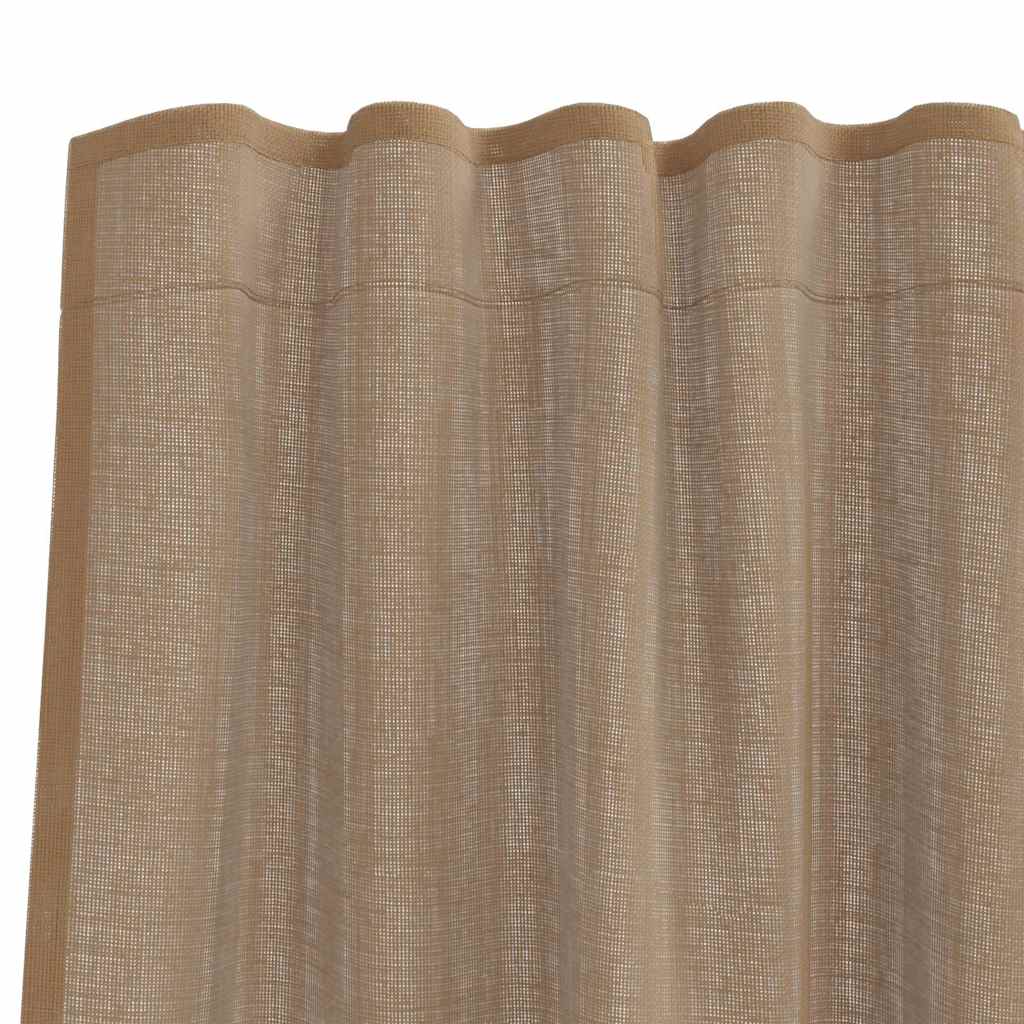 vidaXL Voile Curtains with Rod Pockets 2 pcs Light Brown