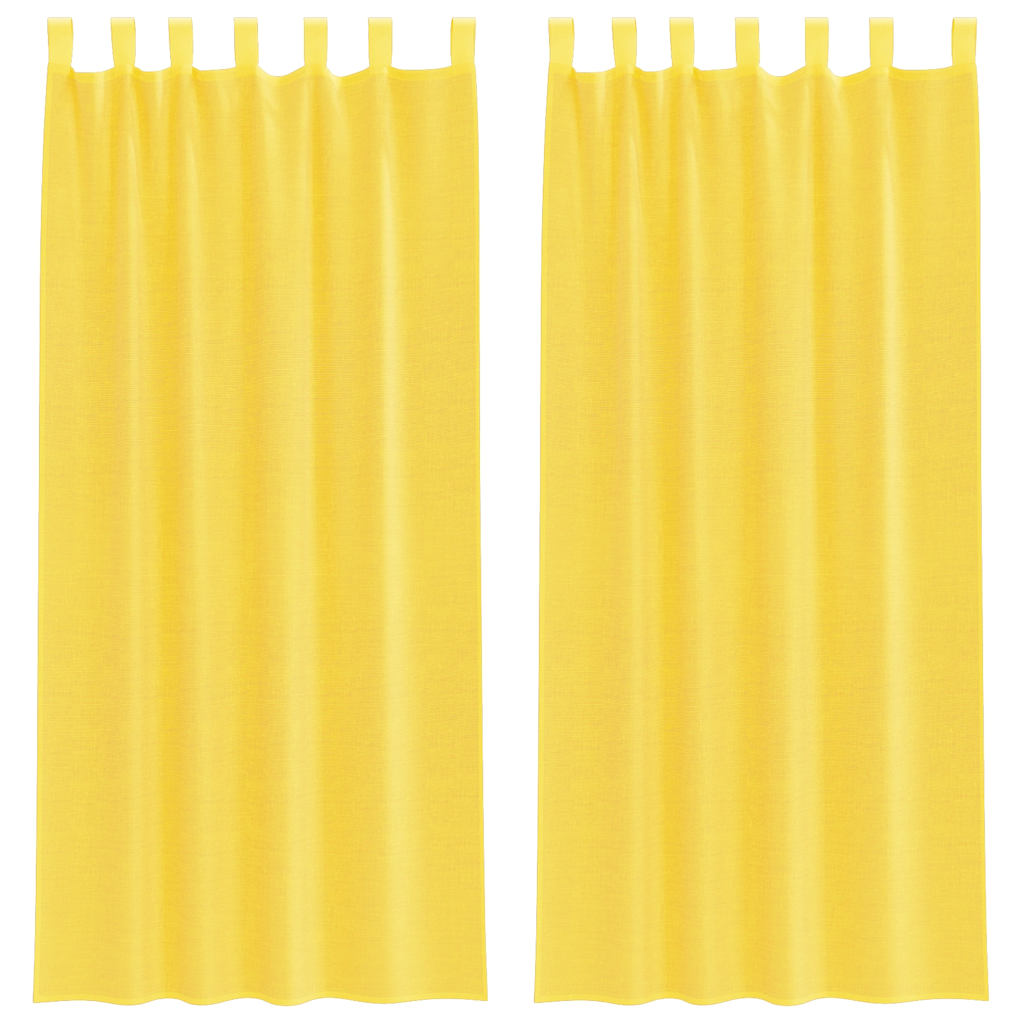 vidaXL Voile Curtains with Rod Pockets 2 pcs Yellow