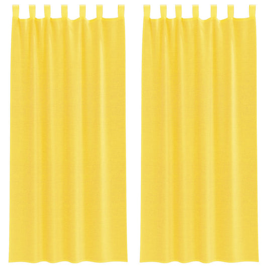 vidaXL Voile Curtains with Rod Pockets 2 pcs Yellow