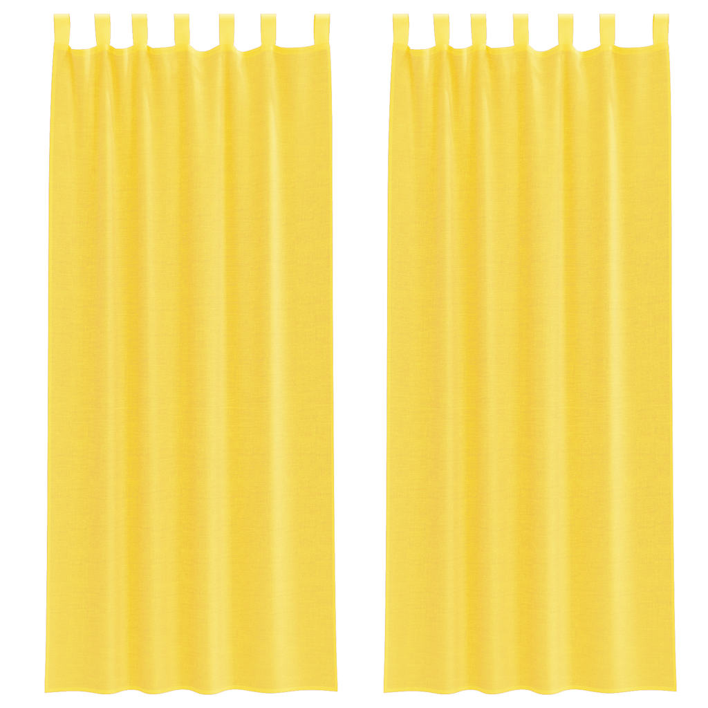 vidaXL Voile Curtains with Rod Pockets 2 pcs Yellow