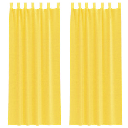 vidaXL Voile Curtains with Rod Pockets 2 pcs Yellow