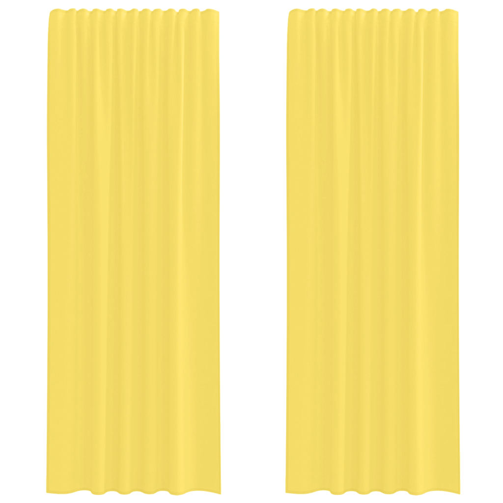vidaXL Voile Curtains with Rod Pockets 2 pcs Yellow