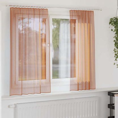 vidaXL Voile Curtains with Rod Pockets 2 pcs Terracotta