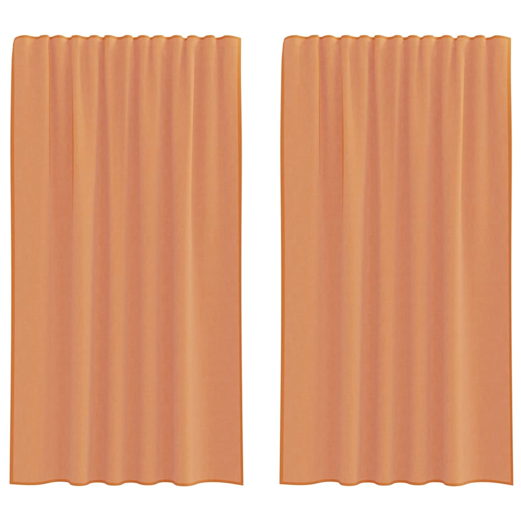 vidaXL Voile Curtains with Rod Pockets 2 pcs Terracotta