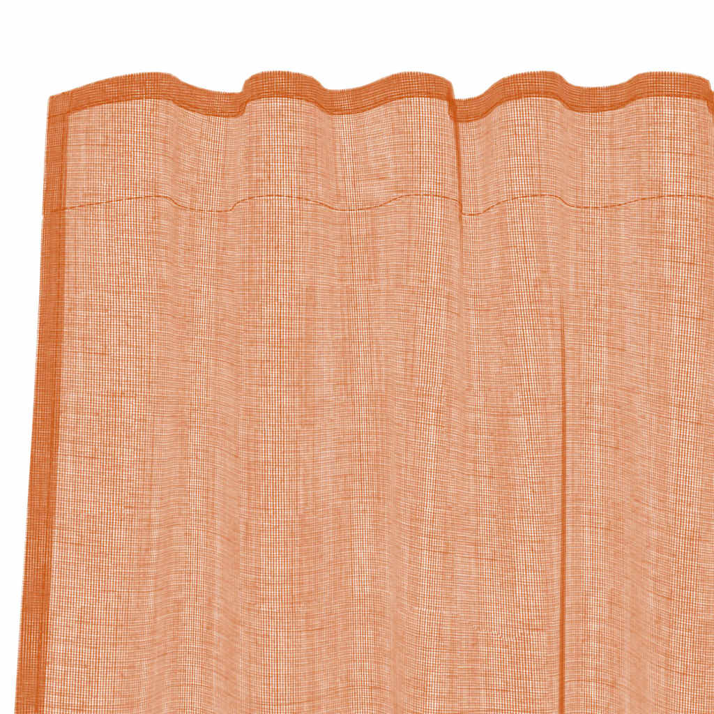 vidaXL Voile Curtains with Rod Pockets 2 pcs Terracotta