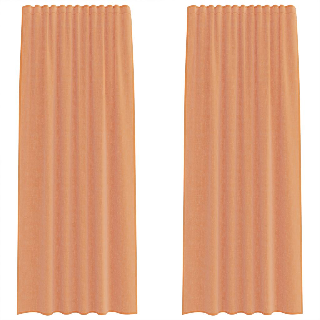 vidaXL Voile Curtains with Rod Pockets 2 pcs Terracotta
