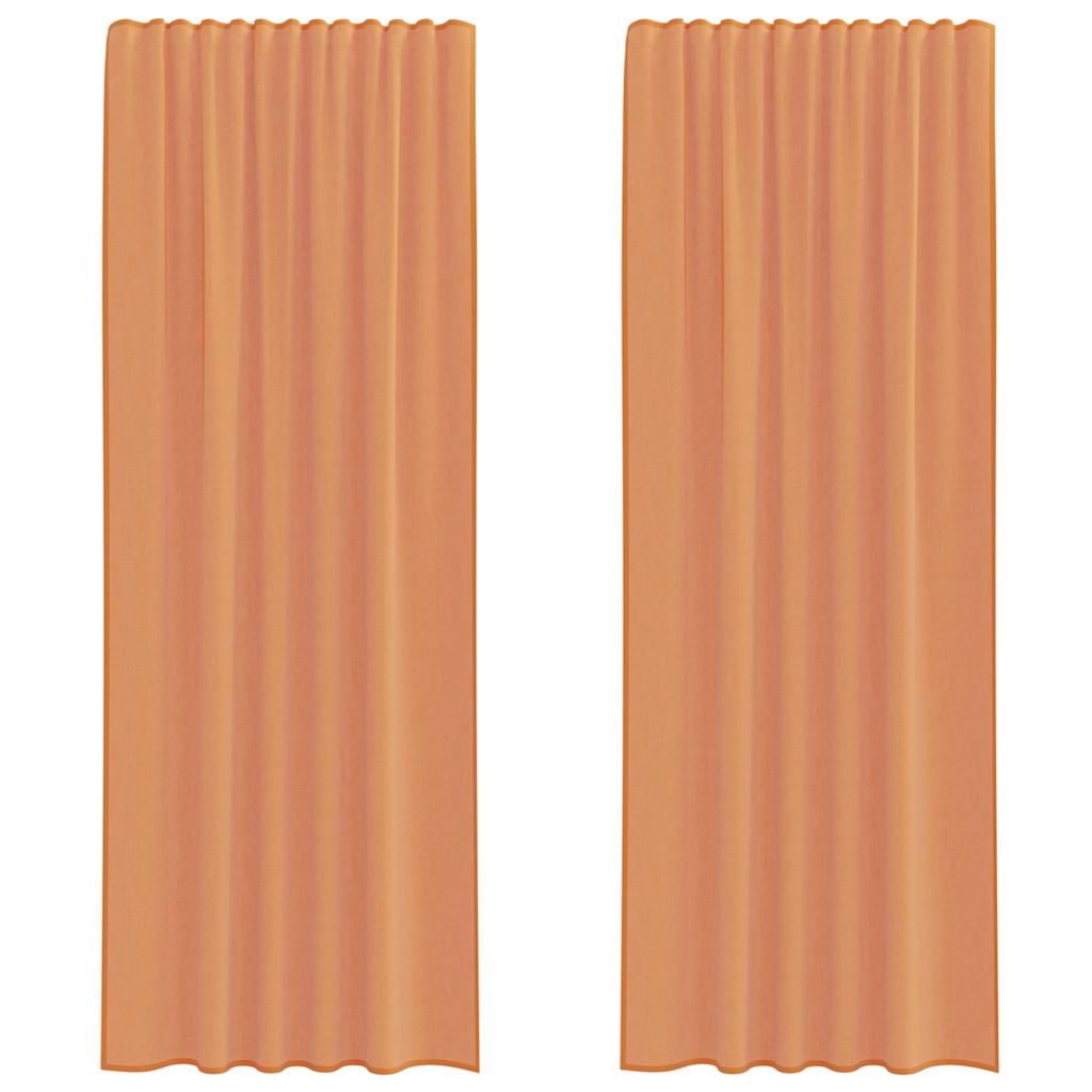 vidaXL Voile Curtains with Rod Pockets 2 pcs Terracotta