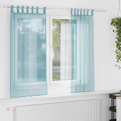 vidaXL Voile Curtains with Rod Pockets 2 pcs Turquoise
