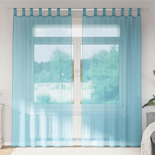 vidaXL Voile Curtains with Rod Pockets 2 pcs Turquoise