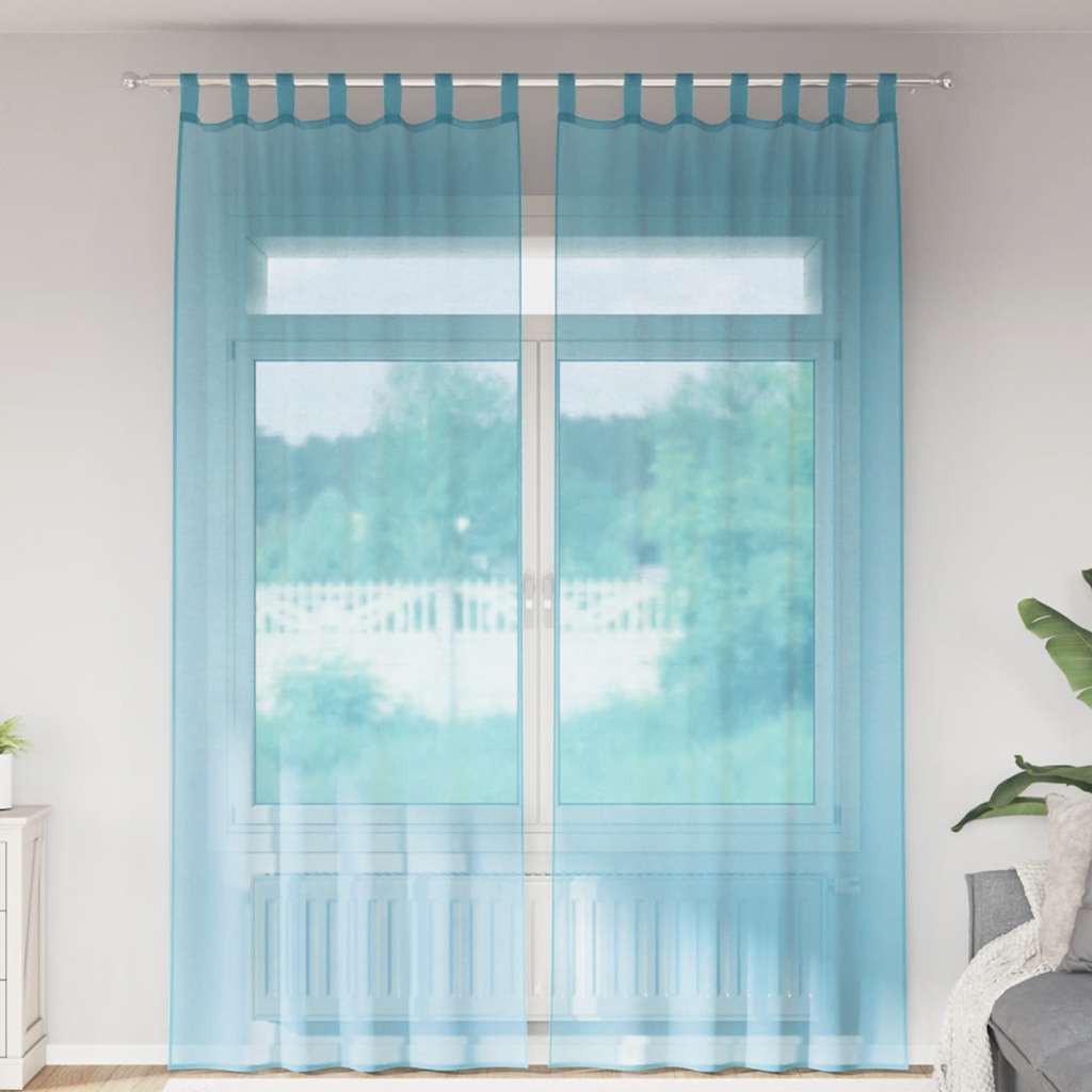 vidaXL Voile Curtains with Rod Pockets 2 pcs Turquoise