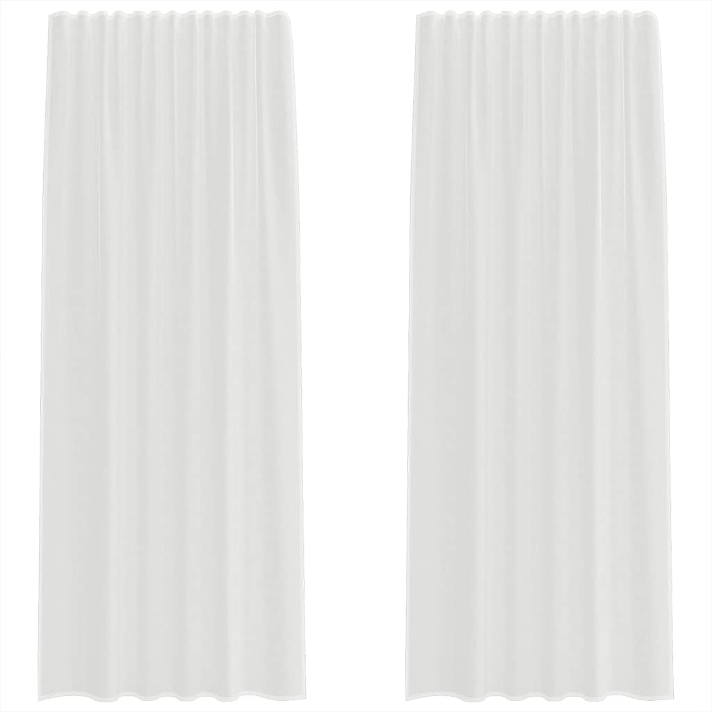 vidaXL Voile Curtains with Rod Pockets 2 pcs White