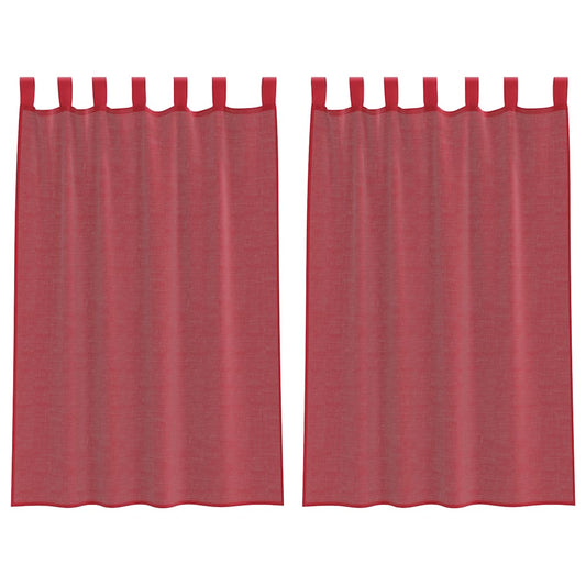 vidaXL Voile Curtains with Rod Pockets 2 pcs Wine Red