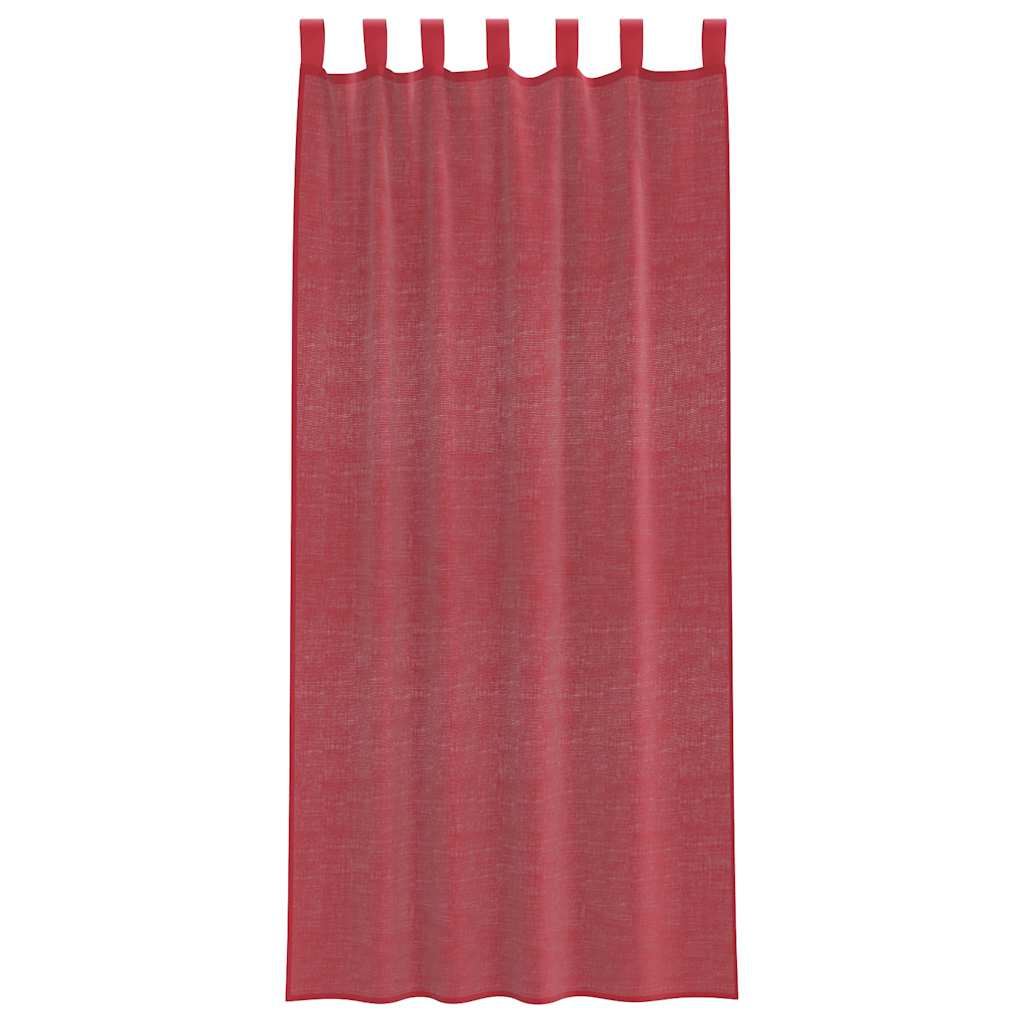 vidaXL Voile Curtains with Rod Pockets 2 pcs Wine Red