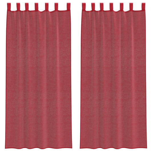 vidaXL Voile Curtains with Rod Pockets 2 pcs Wine Red