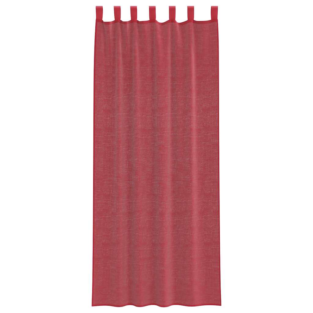 vidaXL Voile Curtains with Rod Pockets 2 pcs Wine Red