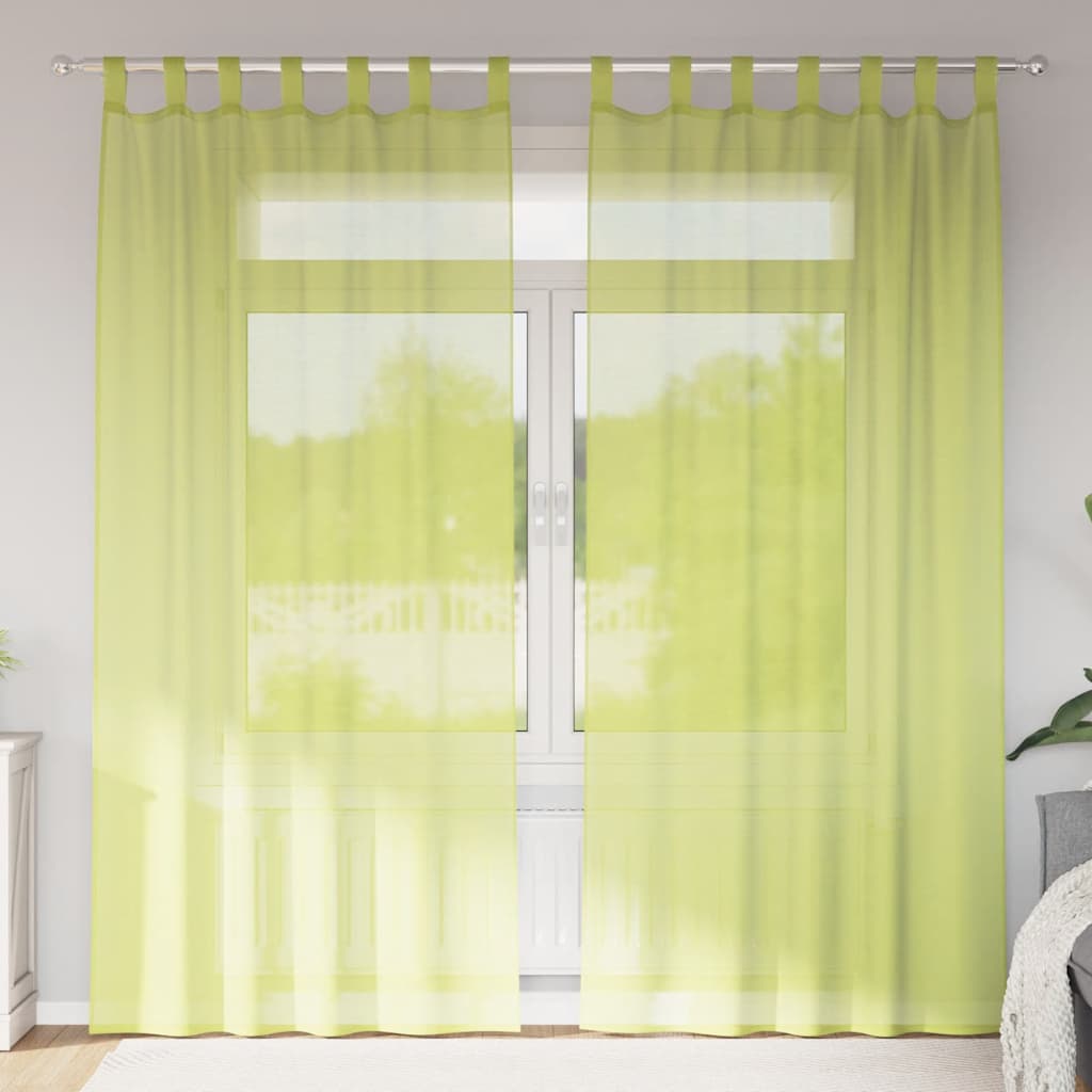 vidaXL Voile Curtains with Tab Top 2 pcs Apple Green