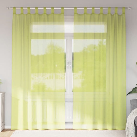vidaXL Voile Curtains with Tab Top 2 pcs Apple Green