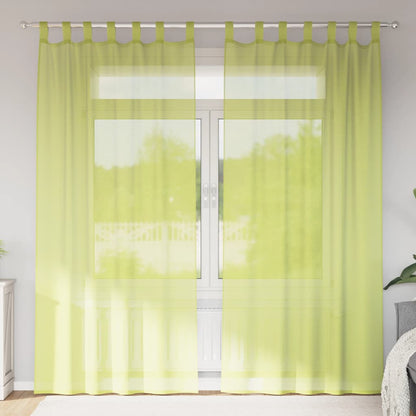 vidaXL Voile Curtains with Tab Top 2 pcs Apple Green
