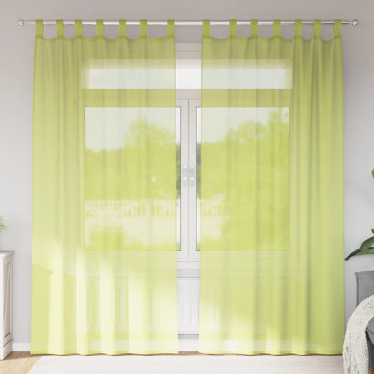 vidaXL Voile Curtains with Tab Top 2 pcs Apple Green